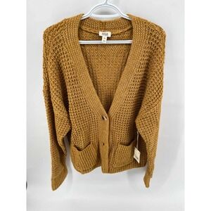 ana a new approach womens knit cardigan sweater mustard yellow size xxl pockets